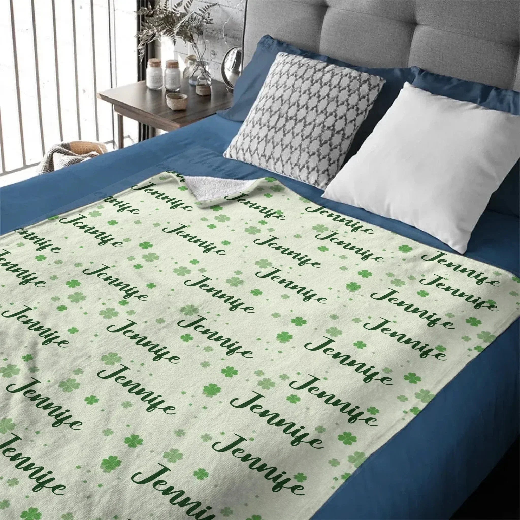 Name Custom Personalized Clover Lucky Baby Blanket St. Patrick's Day Baby Shower Gift for Baby - Joliny