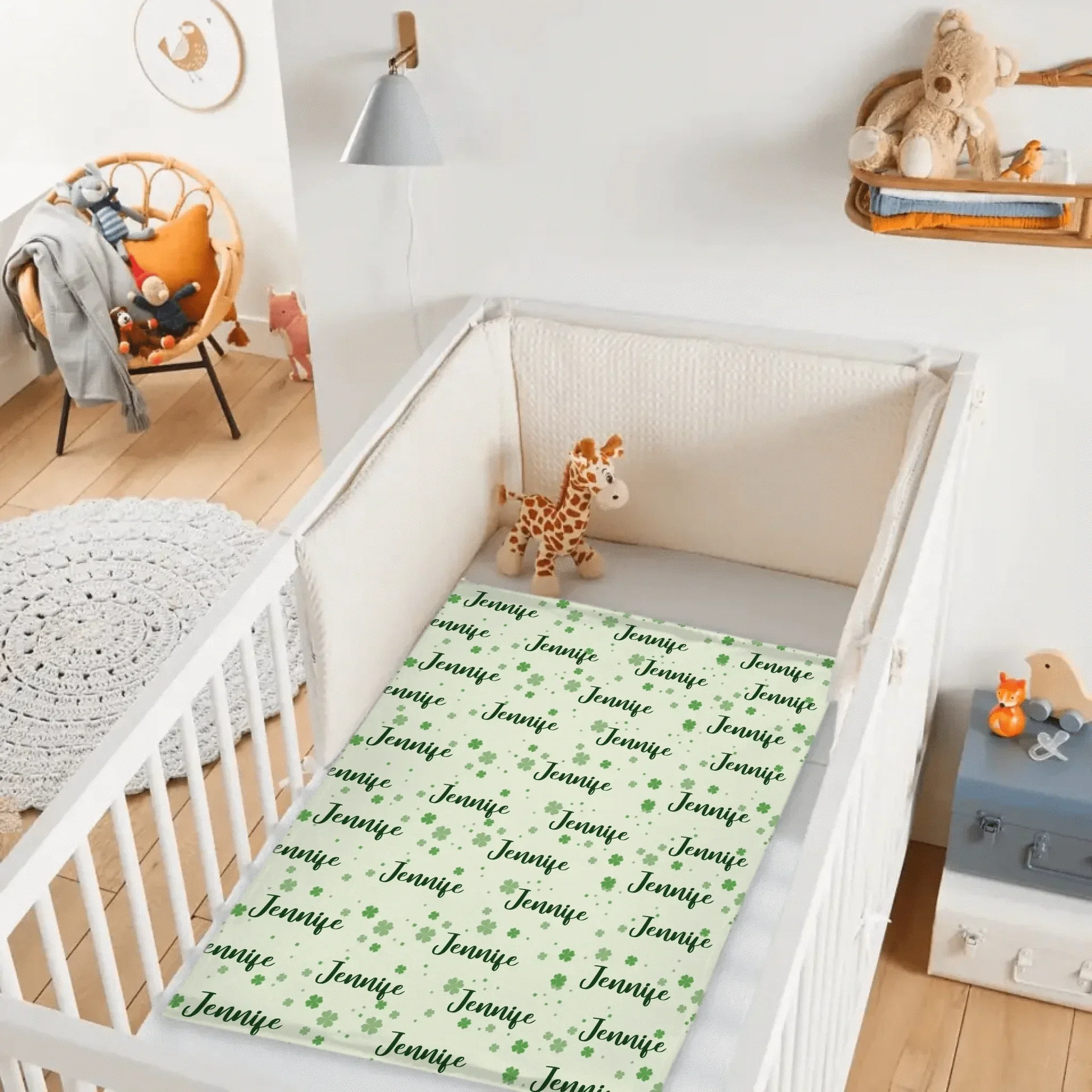 Name Custom Personalized Clover Lucky Baby Blanket St. Patrick's Day Baby Shower Gift for Baby - Joliny