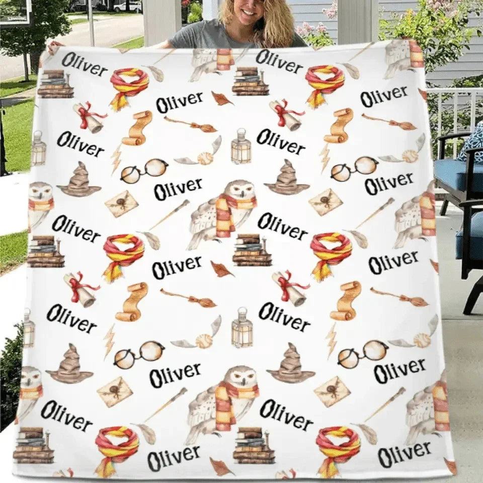 Name Custom Wizard Baby Blanket, Gift for Baby