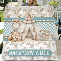 Name Customized Blanket Owl Bear Rabbit Fox Blanket - Joliny