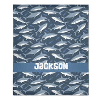 Nautical Shark Theme Personalized Name Custom Blanket - Gift For Children - Joliny