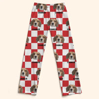 Personalized Customized Dog And Cat Face Photo Multi-Color Plaid Name Pajama Set - Joliny