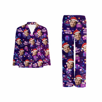 Customized Photo Funny Pajama - Personalized Photo and Family Name Neon Style Pajamas - Fun Gifts For Husband,Wife,Family - Joliny