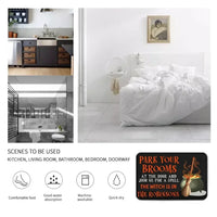 Park Your Brooms and Join Us for a Spell - Personalized Decorative Mat, Halloween Gift. - Joliny