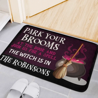 Park Your Brooms at the Door - Personalized Decorative Doormat, Halloween Gift - Joliny