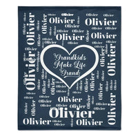 Personalised Grandkid Names Blanket Super Soft Flannel Grandkids Make Life Grand Grandparent Christmas Thanksgiving Day Gift for Grandparent - Joliny