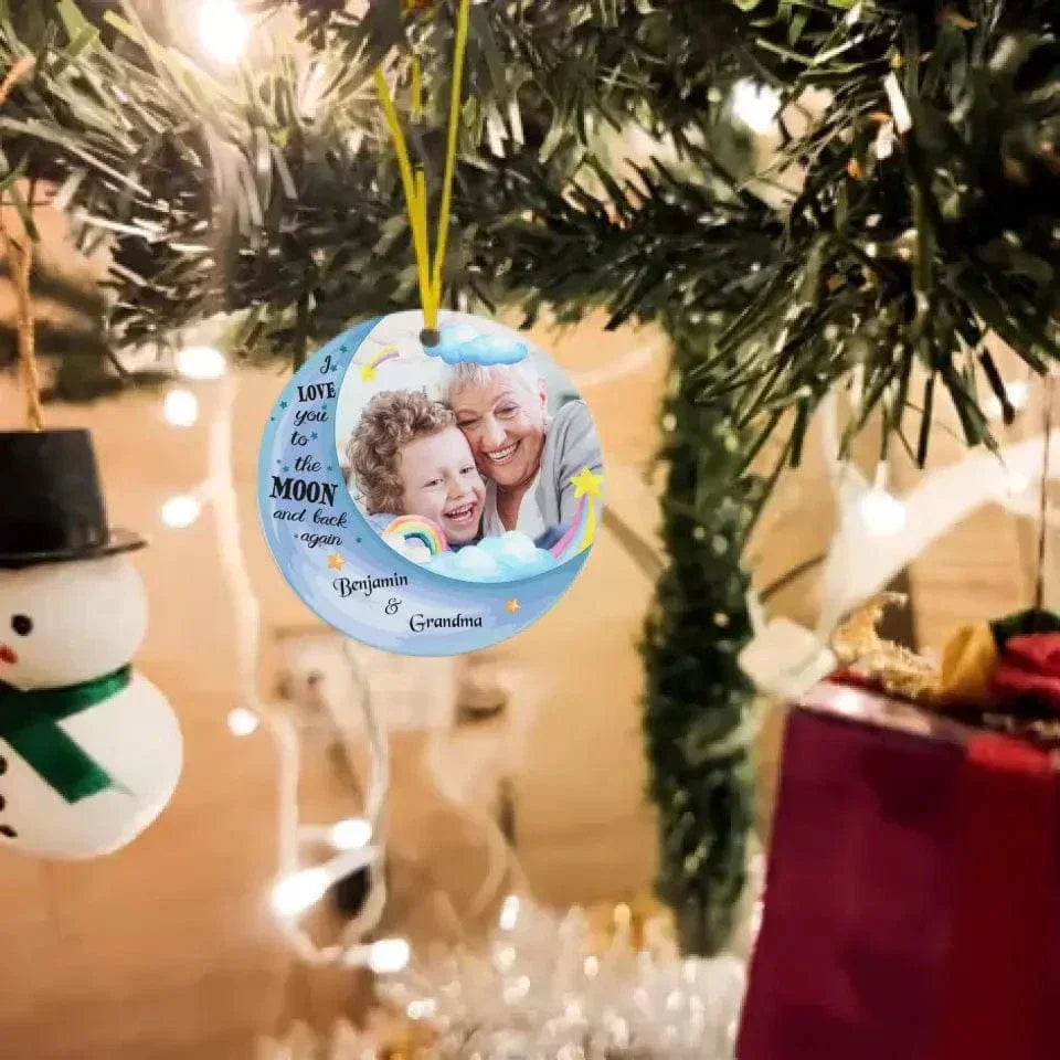 Personalized Acrylic Ornament - Gift For Grandchild Family Love You To The Moon And Back - Joliny