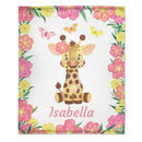 Personalized Adorable Deer Flower Edge Baby Blanket With Name - Joliny