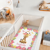 Personalized Adorable Deer Flower Edge Baby Blanket With Name - Joliny