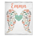 Personalized Angel Wings Baby Blanket, Custom Name Baby Blanket, Floral Heart Nursery Decor - Joliny