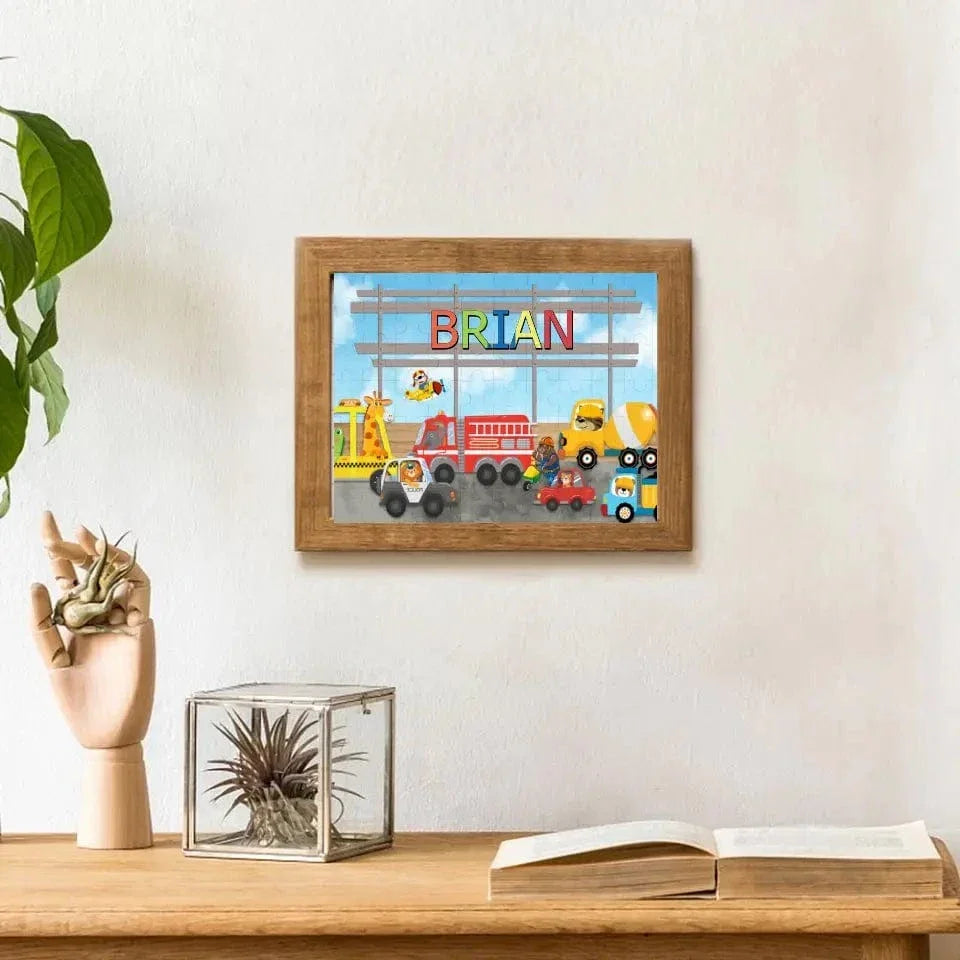 Personalized Animals City Car Jigsaw Puzzle for Toddler Kids 35PCS/70PCS - Joliny