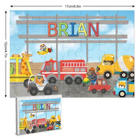 Personalized Animals City Car Jigsaw Puzzle for Toddler Kids 35PCS/70PCS - Joliny