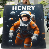 Personalized Astronaut Blanket With Photo, A Planet-Themed Gift For Outer Space Enthusiasts! - Joliny
