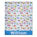 Personalized Baby Blanket with Name for Boys, Car Truck Aircraft Small Picture Blanket for Toddlers - Joliny