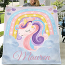Personalized Baby Name Blanket With Rainbow Unicorn - Gift For Granddaughter - Joliny