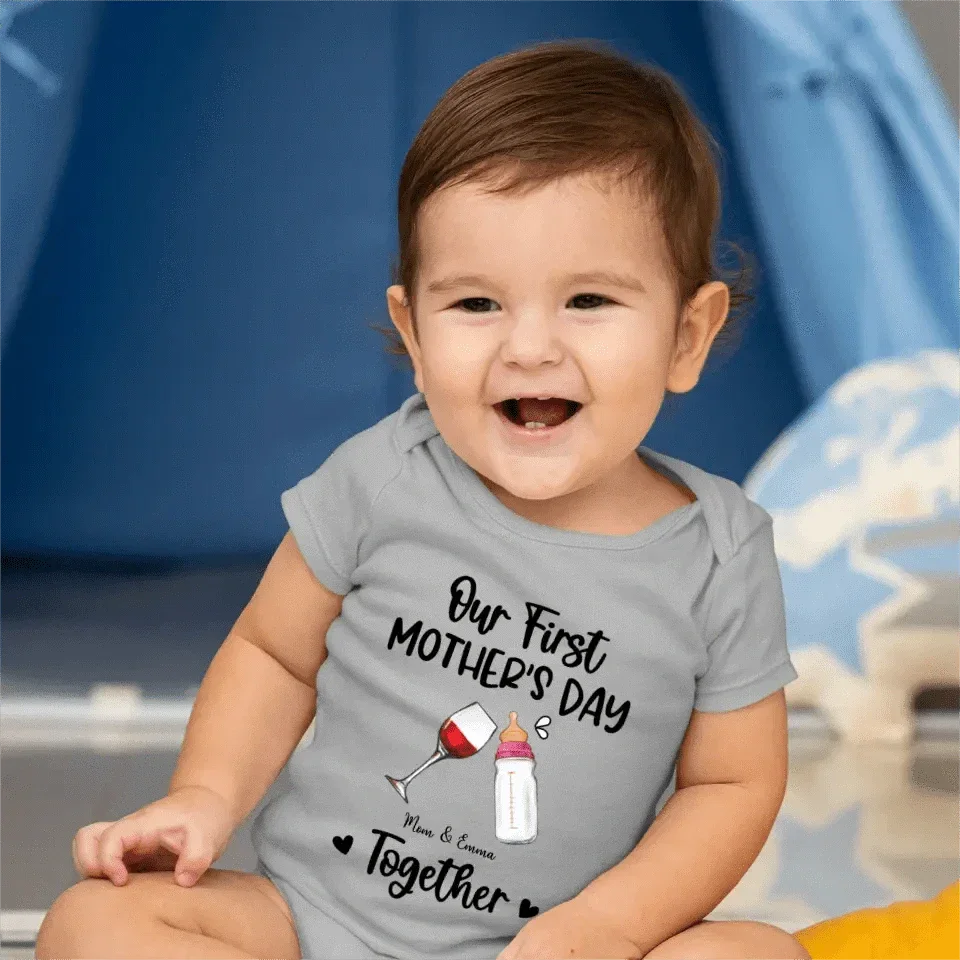 Personalized Baby Onesie/ T-shirt - Mother's Day Gift Idea For Baby/Mom - Our First Mother's Day Together - Joliny