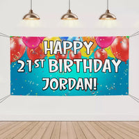 Personalized Balloon Ribbon Birthday Banners - Birthday Decoration Hanging Banner - Joliny