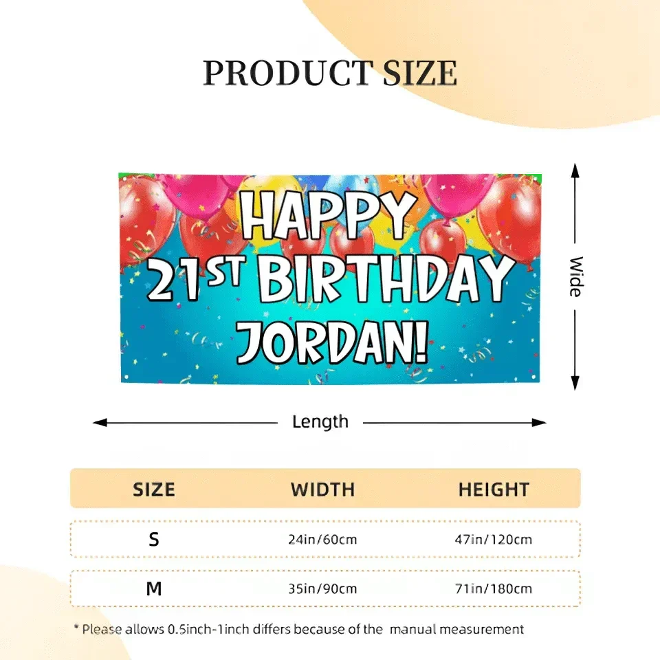 Personalized Balloon Ribbon Birthday Banners - Birthday Decoration Hanging Banner - Joliny