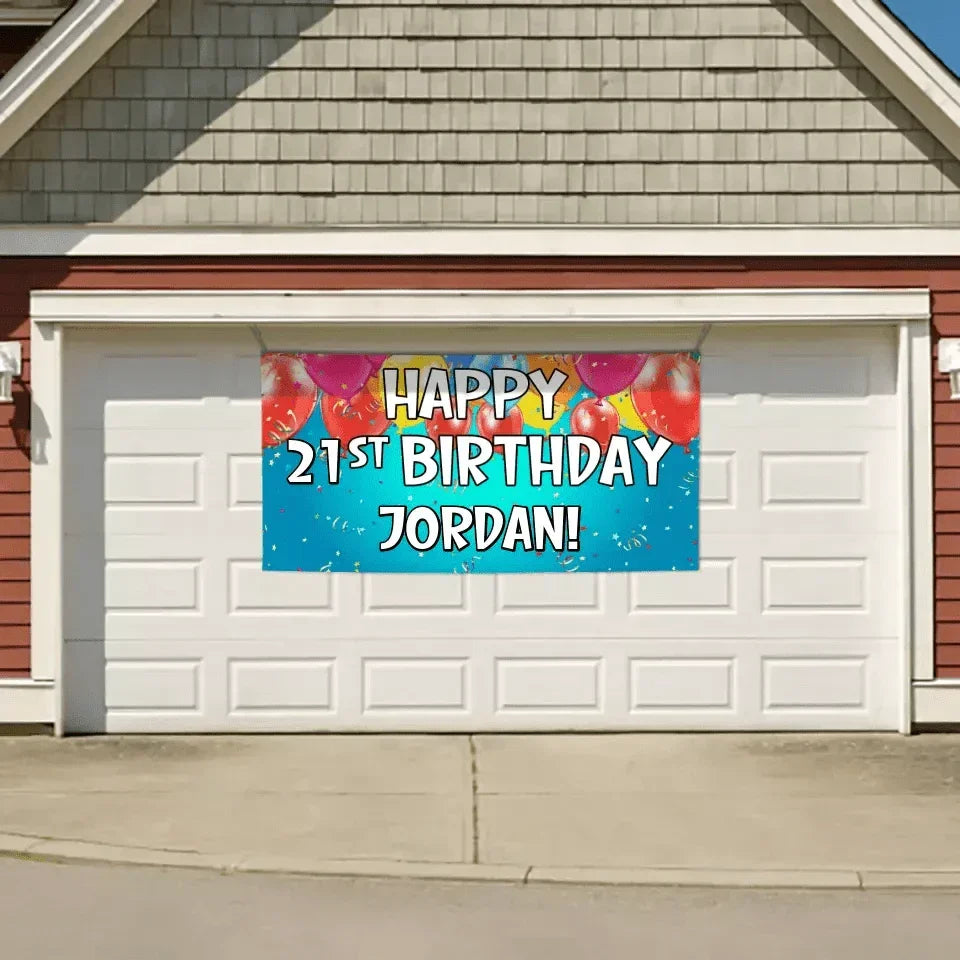 Personalized Balloon Ribbon Birthday Banners - Birthday Decoration Hanging Banner - Joliny