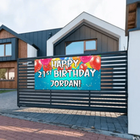 Personalized Balloon Ribbon Birthday Banners - Birthday Decoration Hanging Banner - Joliny
