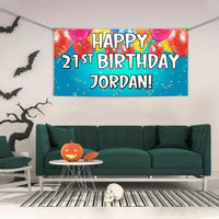 Personalized Balloon Ribbon Birthday Banners - Birthday Decoration Hanging Banner - Joliny