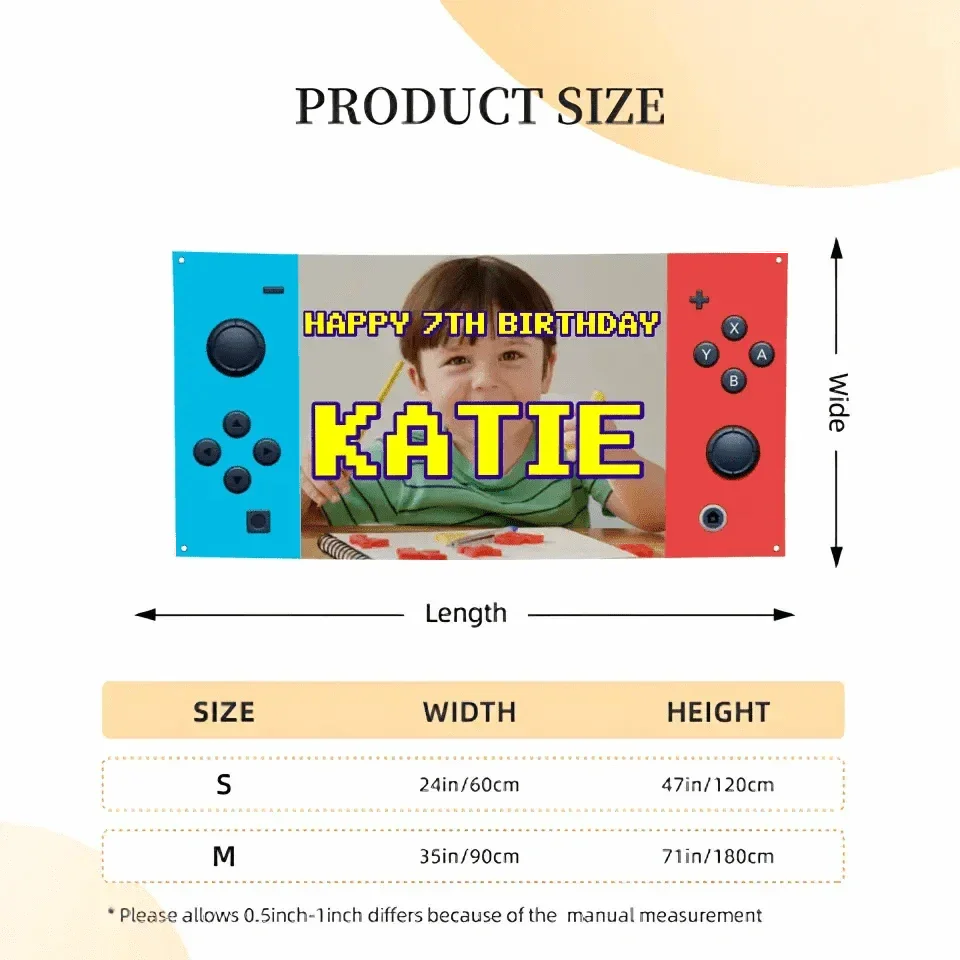 Personalized Birthday Banner Video Game Console Children Kids Party Birthday Decoration - Joliny
