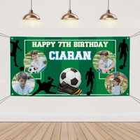 Personalized Birthday Photo Banner, Outdoor Football Lover Decoration - Joliny