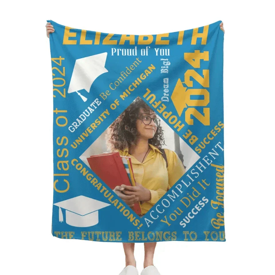 Personalized Blanket, Class of 2024 Blanket, College Graduation Gift For Her Or Him