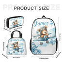 Personalized Blue Airplane Bear Name Backpack Children's School Season Gift - Joliny