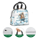Personalized Blue Airplane Bear Name Backpack Children's School Season Gift - Joliny