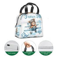 Personalized Blue Airplane Bear Name Backpack Children's School Season Gift - Joliny