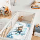 Personalized Blue Airplane Bear Name Blanket - Joliny