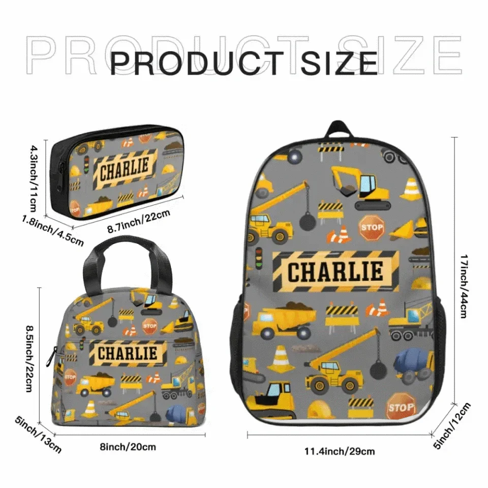 Personalized Builder Backpacks, Start of School Gifts for Boys, Custom Truck Name Backpacks - Joliny