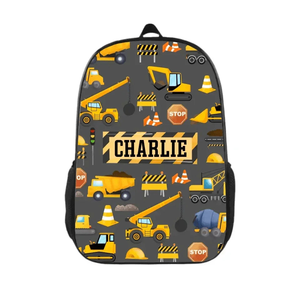 Personalized Builder Backpacks, Start of School Gifts for Boys, Custom Truck Name Backpacks - Joliny
