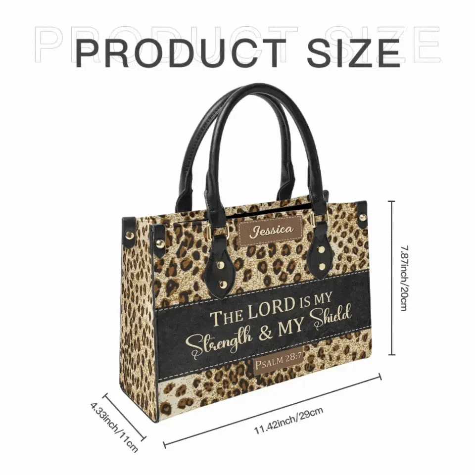 Personalized Christianart Leather Bag - The Lord Is My Strength & My Shield Psalm 28:7 - Joliny