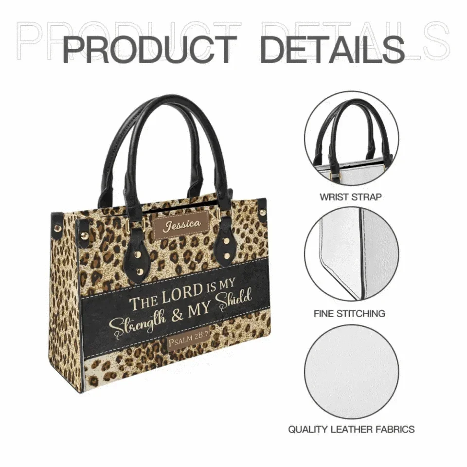 Personalized Christianart Leather Bag - The Lord Is My Strength & My Shield Psalm 28:7 - Joliny