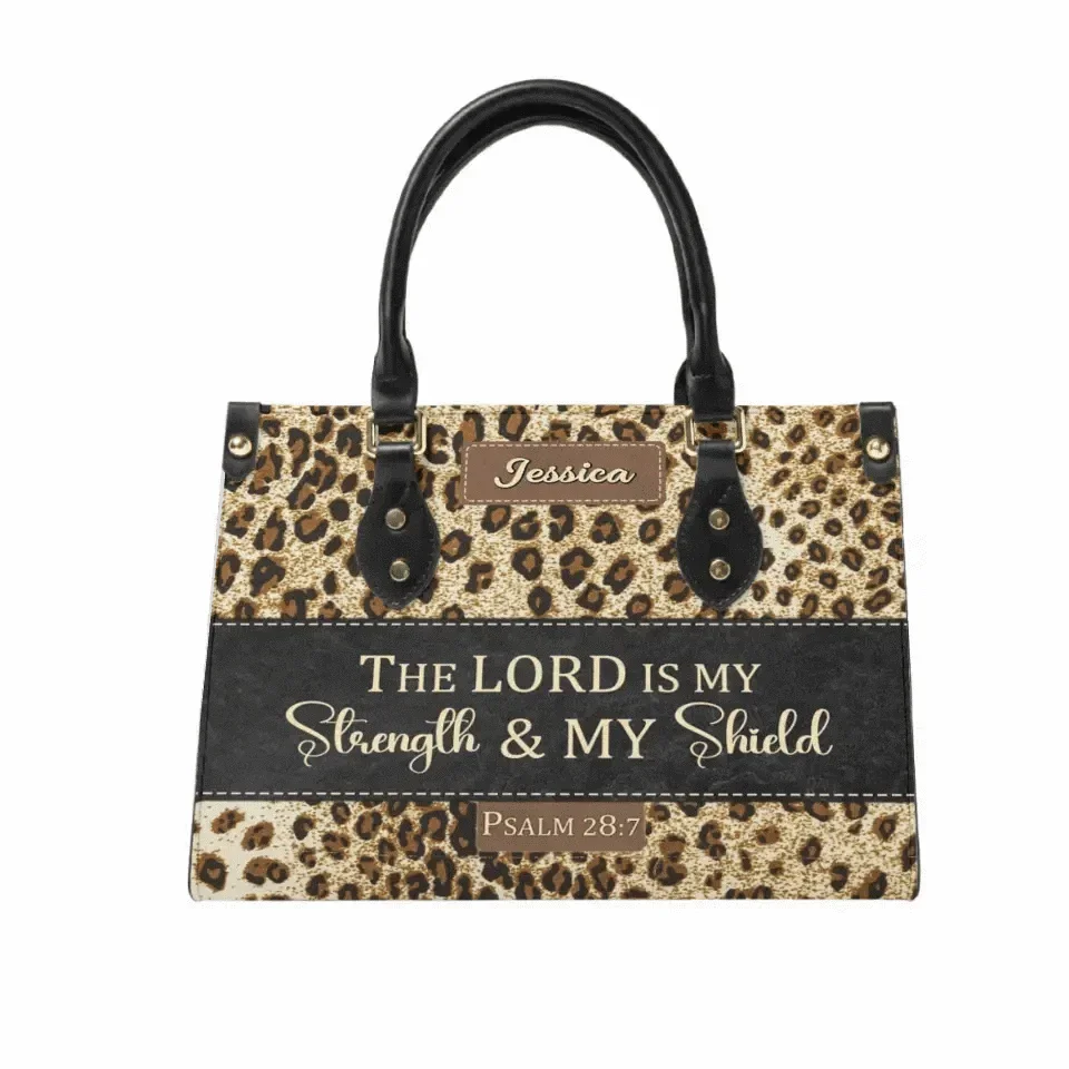 Personalized Christianart Leather Bag - The Lord Is My Strength & My Shield Psalm 28:7 - Joliny