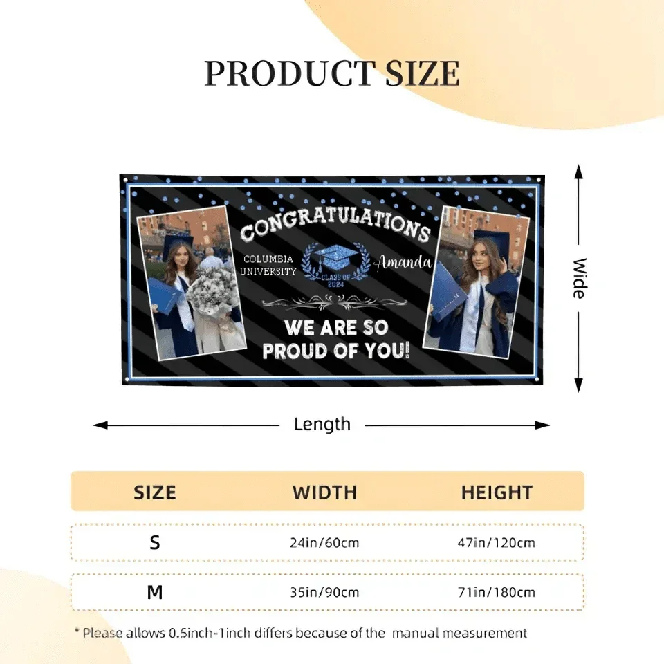 Personalized Class of 2024 Graduation Banner - Custom 2 Photos, Unique Graduation Gift - Joliny