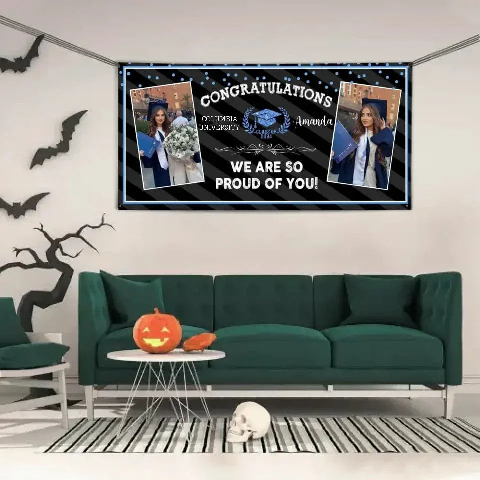 Personalized Class of 2024 Graduation Banner - Custom 2 Photos, Unique Graduation Gift - Joliny