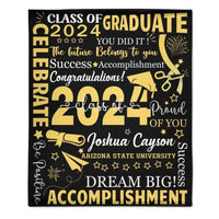 Personalized Class of 2024 Graduation Blankets, Years Are Separated - Joliny