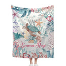 Personalized Colorful Under the Sea Turtle Blanket - Joliny