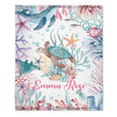 Personalized Colorful Under the Sea Turtle Blanket - Joliny