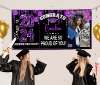 Personalized Congrats 2024 Graduate Disco Style Banner - Graduation Decor Gift - Joliny