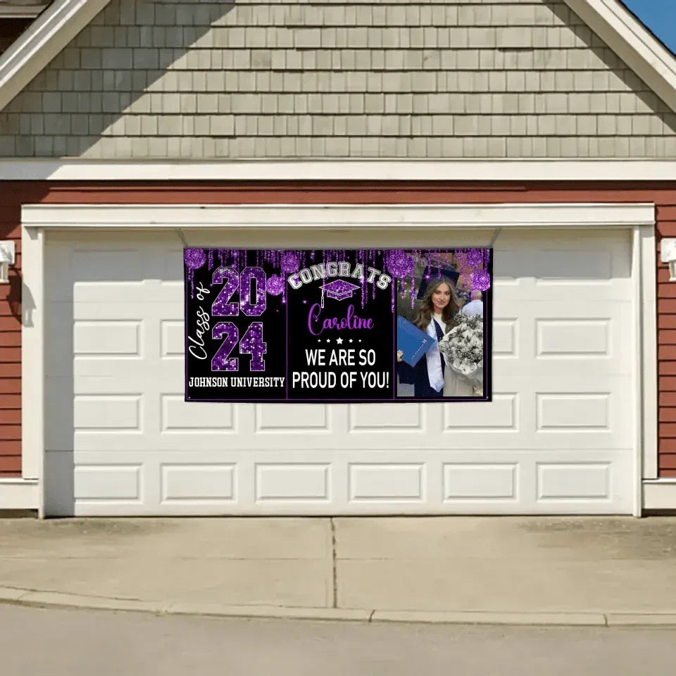Personalized Congrats 2024 Graduate Disco Style Banner - Graduation Decor Gift - Joliny
