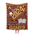 Personalized Congrats Yellow Balloon Graduate Blanket with Name Class of 2024 - Joliny