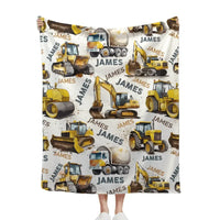 Personalized Construction Truck Blanket, Custom Kids Blanket With Name - Joliny