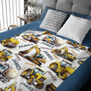 Personalized Construction Truck Blanket, Custom Kids Blanket With Name - Joliny