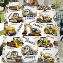 Personalized Construction Truck Blanket, Custom Kids Blanket With Name - Joliny
