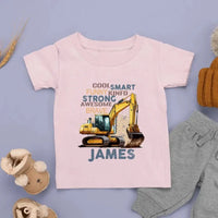 Personalized Cool Excavator Name Kids Shirt - Joliny