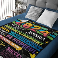 Personalized Corrugated Green Gradient Graduation Blanket, Customized Name - Joliny